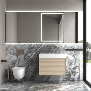 Italiensk badeværelsesmøbel i snedker kvalitet udført i Ask