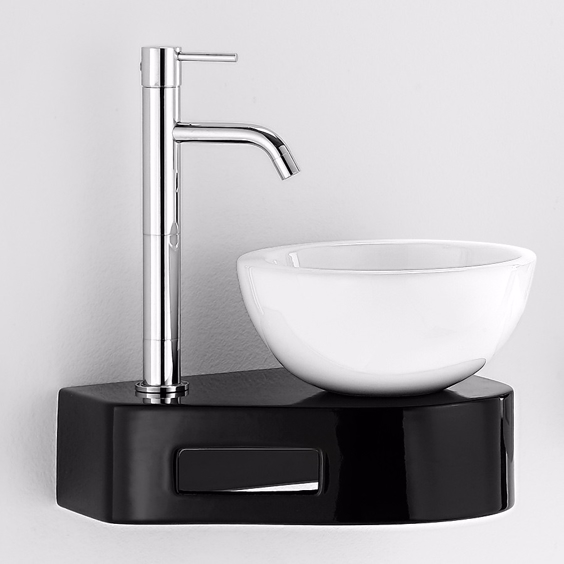 Lille Håndvask Pietra Black and white med vægkontol   V