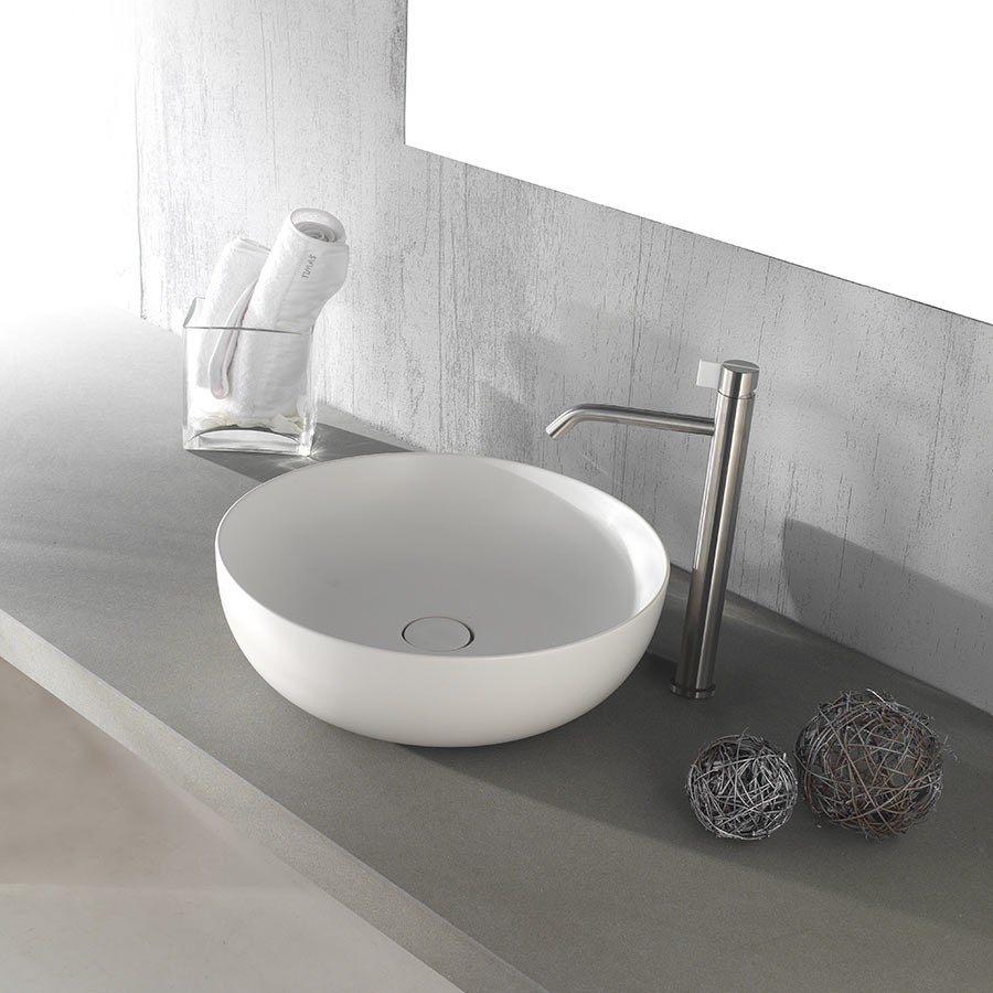 Sort håndvask i rundt design med 3 mm tynd kant- design4home