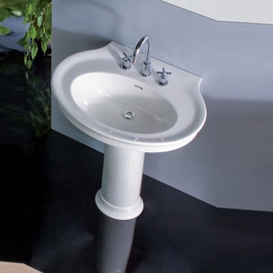 Klassisk håndvask på søjle i ovalt design