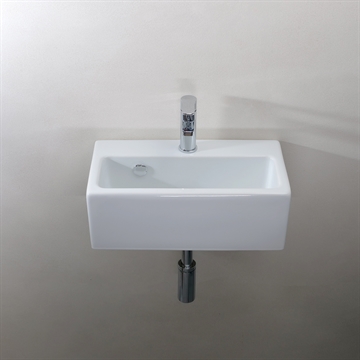 Hvid smal håndvask til væg i målene 50 x 27