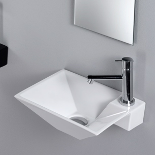 H�ndvask Thin Square White for v�g