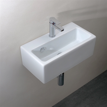 Håndvask med overløp til lille badeværelse eller toilet