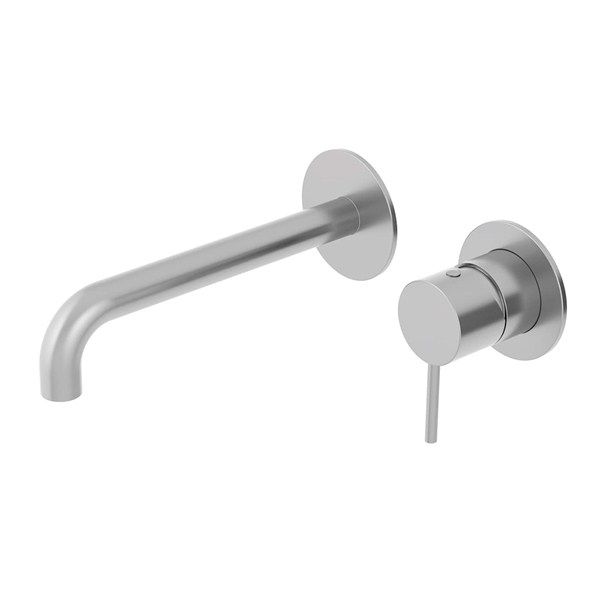 Blandingsbatteri vægmodel med kort tud 20 cm. i håndpoleret rustfrit stål Life 316L 