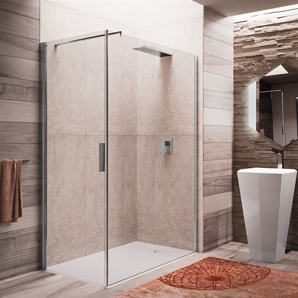 Brusehjørne Wall 100x80 cm. i klart glas Design4home