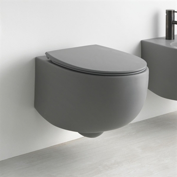 Mat grå toilet dot i væghængt design