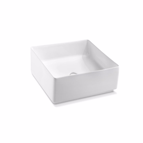 Fly Box 42 x 42 - Firkantet håndvask i hvid porcelæn