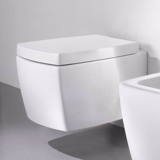 Toilet firkantet Square II væghængt i hvid porcelæn