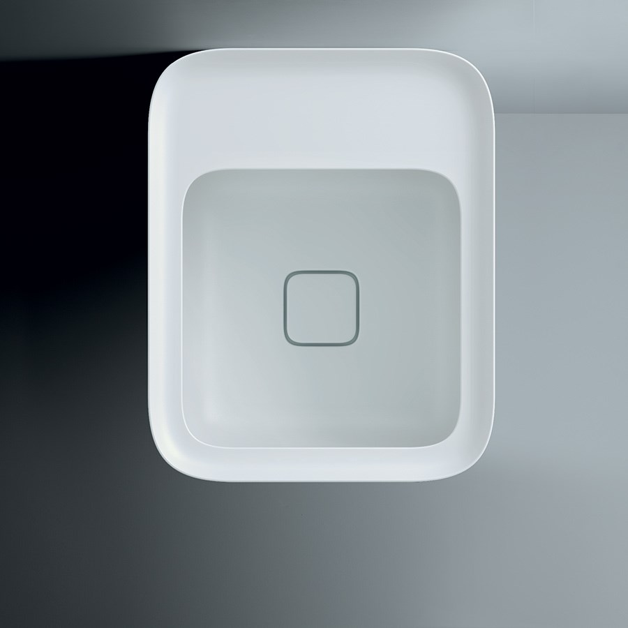 Fritstående håndvask i smukt firkantet design - cameo