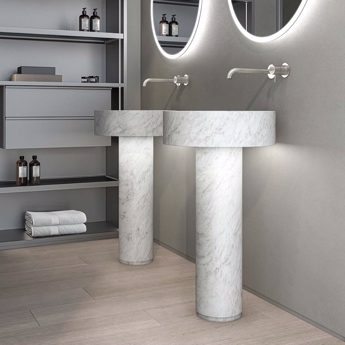 La Luce Gulvstående håndvask i Bianco Carrara marmor