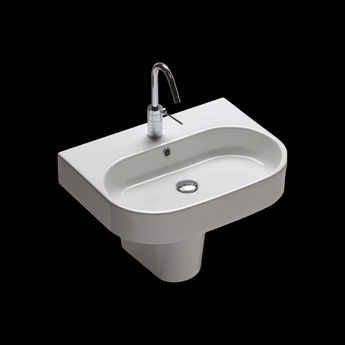 Oval håndvask til placering på halvsøjle