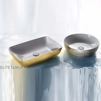 Rund eksklusiv håndvask i guld og sølv 