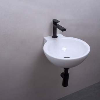 Håndvask Spot basic wall med mat sort blandingsbatteri
