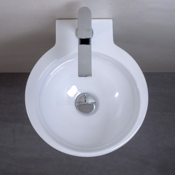Håndvask Rund væghængt i hvid porcelæn Design4home