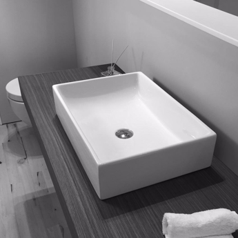 Sort håndvask i smukt design til fri placering på bordplade