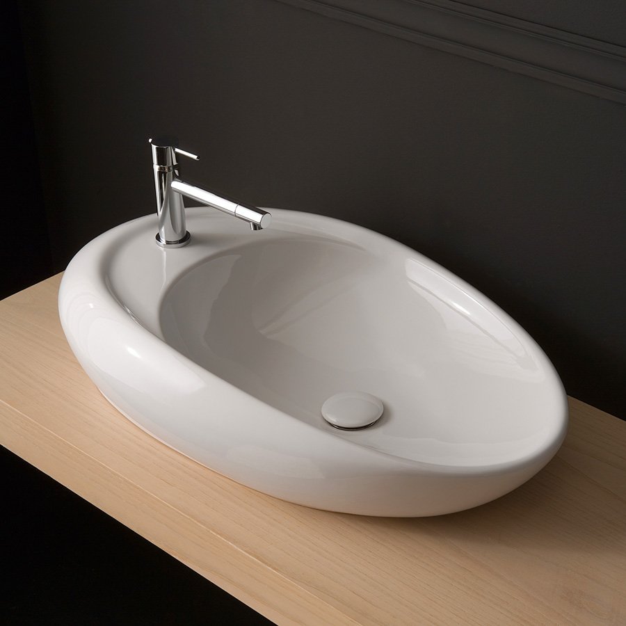 blødende Forslag assimilation Stone - Oval håndvask til bordplade i flot italiensk design