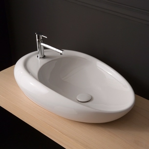 Håndvask til bordplade i oval form 