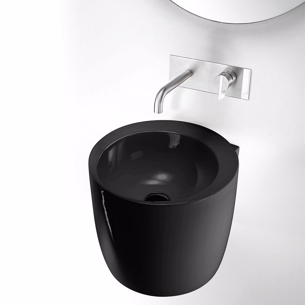 Sort håndvask til væg i blank sort
