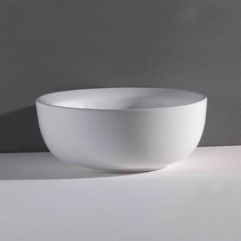 Lille rund håndvask  i porcelæn til bordplade 