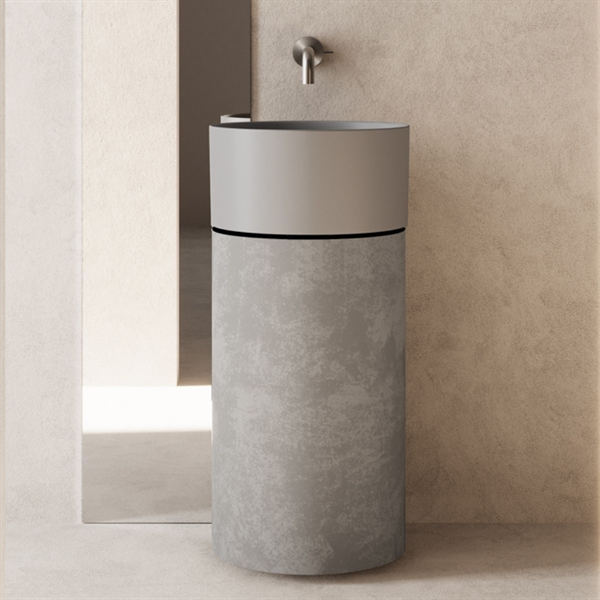 Håndvask med underskab i flot grå beton look