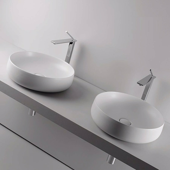  Round I - Mat sort håndvask i rundt design til bordplade