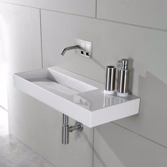 Italiensk design håndvask firkantet med bordplade til højre - Design4home
