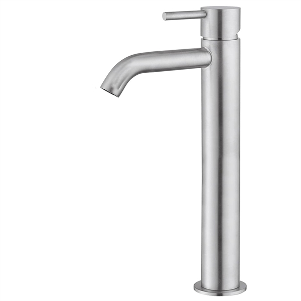 Blandingsbatteri høj model med kort tud i børstet rustfrit stål Life 316L 