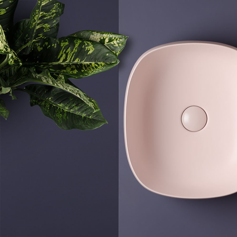 Lyserød håndvask til bordplade i smukt design - Seed Velato