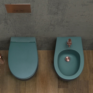 Væghængt toilet mat grøn farve Dot II
