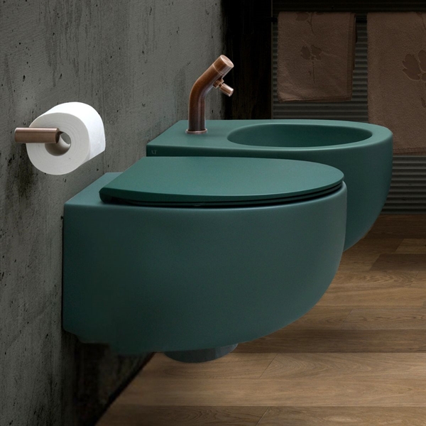 Mat grønt toilet til badeværelset dot II 