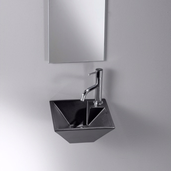 Lille sort håndvask til væg Thin Square mini Black Design4home