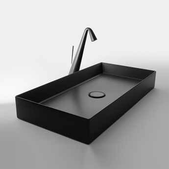 Håndvask i mat sort i aflang firkantet design