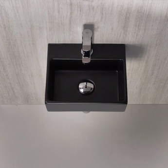 Lille Sort Håndvask Mini Square II til væg eller bordplade