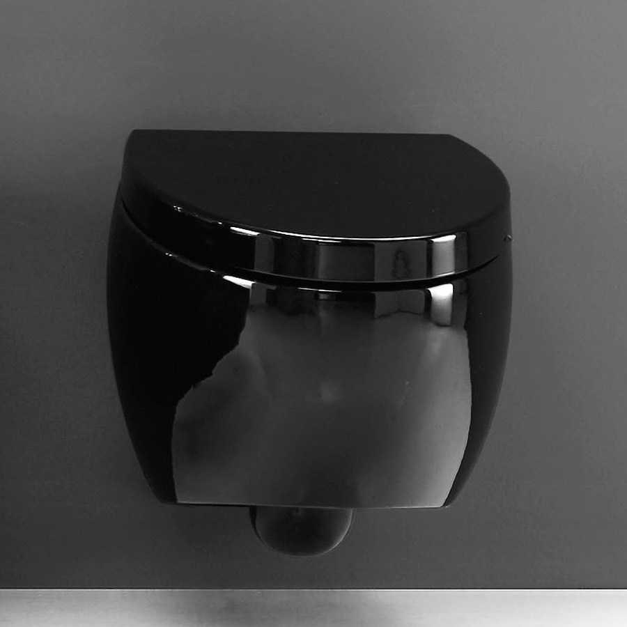 Mat sort Væghængt toilet uden skyllekant i porcelæn. Design4home