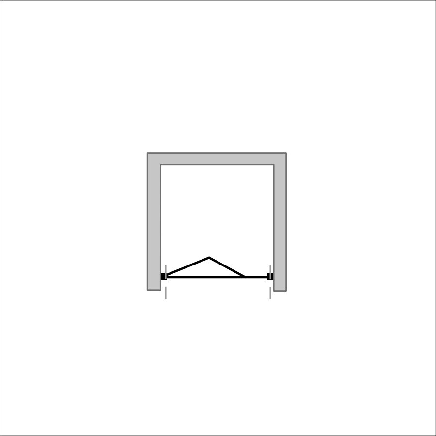 Brusedør Light PS V tegning viser hvilken side døren hænger i Venstre side