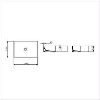 Teknisk tegning af Thin Square vask