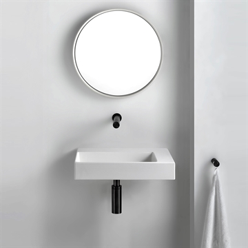 Lille håndvask Unplug Mini stand 45,5x25 cm i blank hvid porcelæn med aflægningsplads