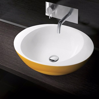 Oval håndvask til bordplade i guld