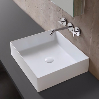Lille firkantet håndvask til bordplade 42x35 cm. Design4home